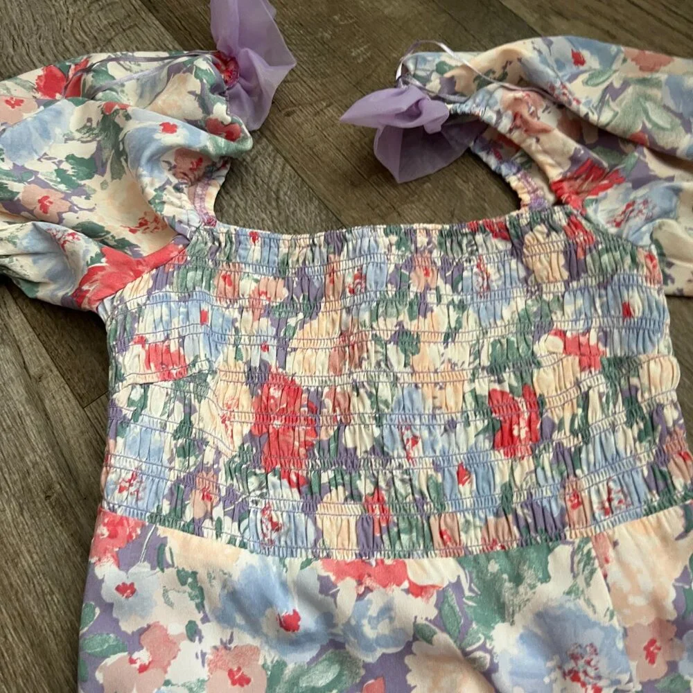 Astr Puff Sleeve Midi Floral Dress size M - Picture 14 of 15